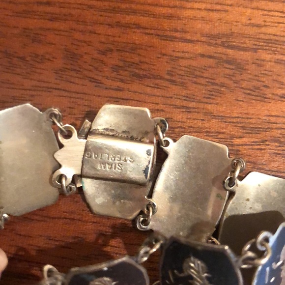 Vintage Thai Nielloware Siam Sterling Silver Panel Bracelet - Picture 9 of 16